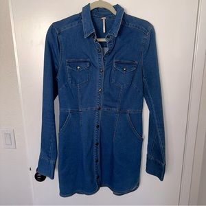 Free People Denim Button Up Dress